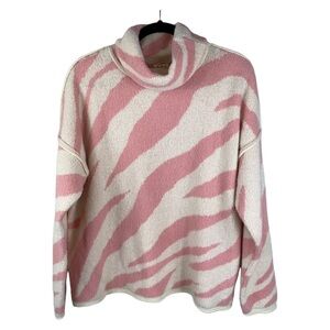 POL Pink Zebra‎ Print Cowl Neck Sweater Sz Medium
